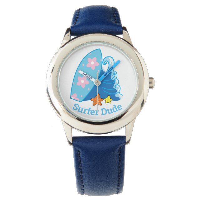 Cute Little Surfer, Surfboard och Wave Armbandsur (Framsida)
