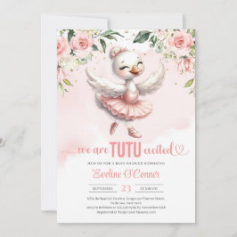 Cute Little svan med tutu dress guld-gnistor Inbjudningar