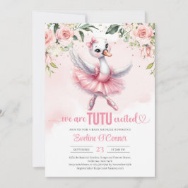 Cute Little svan med tutu dress guld-gnistor Inbjudningar
