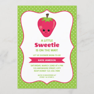 Cute Little Sweennos Strawberry Baby Shower Inbjudningar