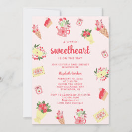 Cute Little Sweetheart on the Way Baby Shower pink Inbjudningar