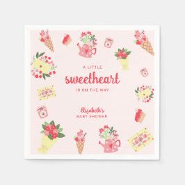 Cute Little Sweetheart on the Way Baby Shower pink Pappersservett