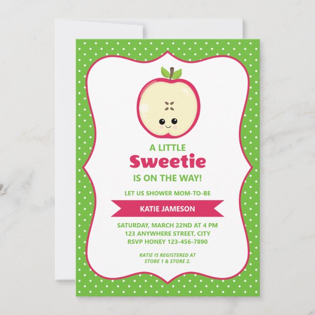 Cute Little Sweets Apple Baby Shower-inbjudan Inbjudningar (Framsida)