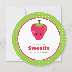 Cute Little Sweets Strawberry Baby Shower Inbjudningar