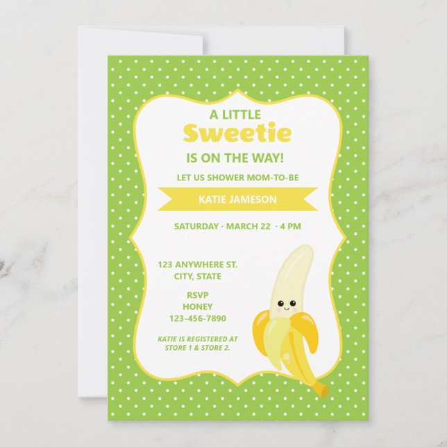 Cute Little Sweota Banana Baby Shower Inbjudningar (Framsida)