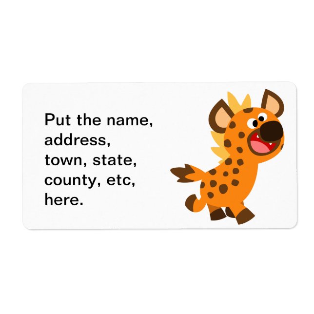 Cute Little Tecknad Hyena Shipping Label Fraktsedel (Framsidan)
