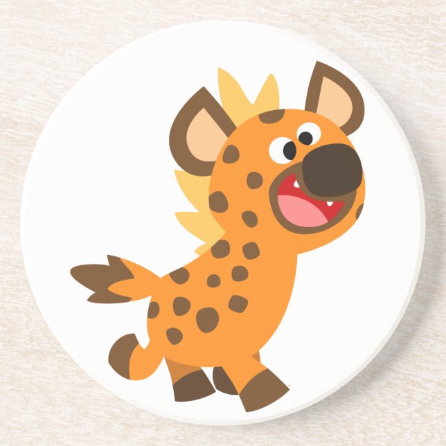 Cute Little Tecknad Hyena Underlägg Sandsten (Framsidan)