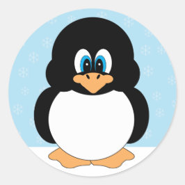Cute Little Tecknad Penguin Stickers Runt Klistermärke