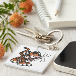 Cute Little Tecknad Tiger Acrylic Keychain