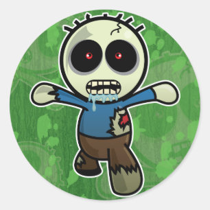 Cute Little Tecknad Zombie Runt Klistermärke