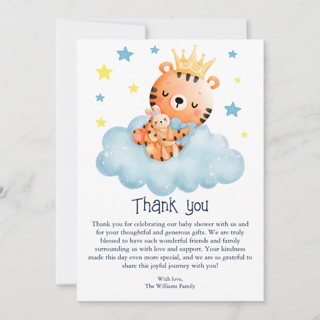 Cute Little Tiger Baby Shower Tack Kort (Framsida)