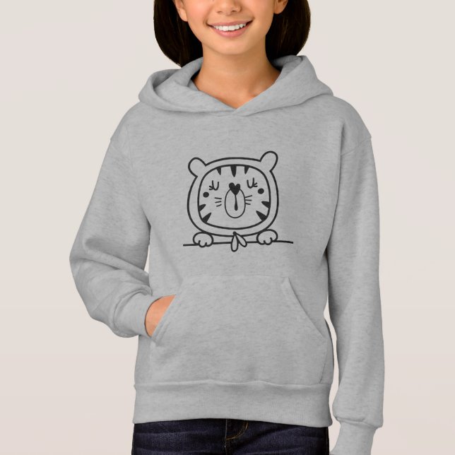 Cute Little tiger för flickor grått T Shirt (Framsida)