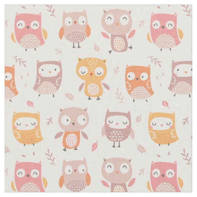 Cute Little Uggla i muterat färg Tyg (Närbild)