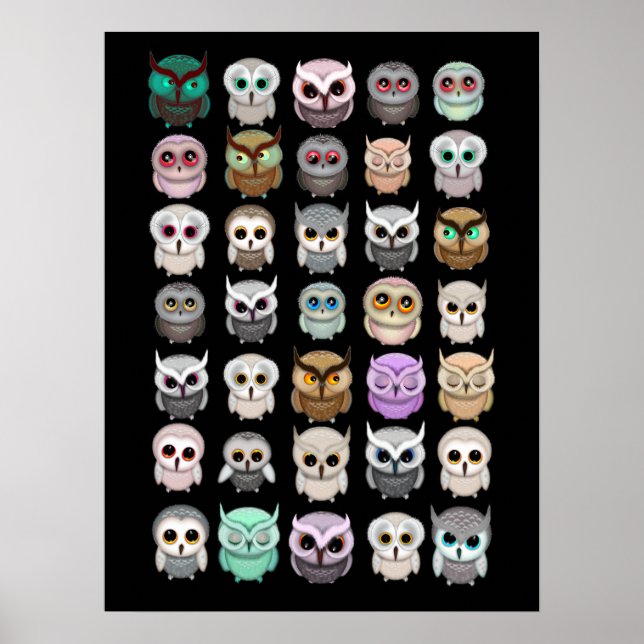 Cute Little Uggla Illustrations Poster (Framsidan)