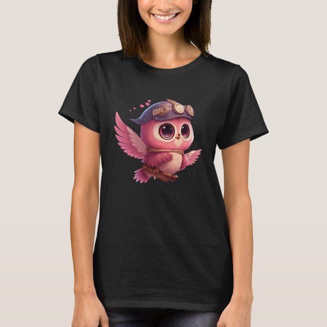 Cute Little Uggla Valetines Animal Kärlek T Shirt (Framsida)