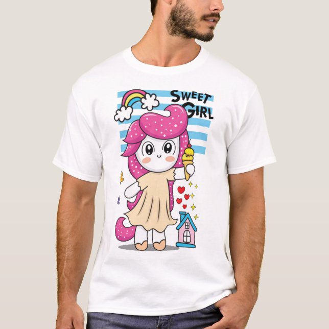 Cute Little Unicorn 2 T Shirt (Framsida)