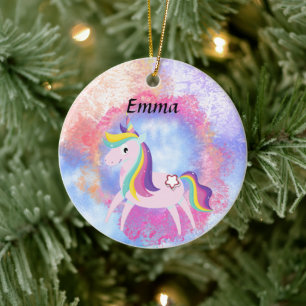 Cute Little Unicorn Julgransprydnad Keramik