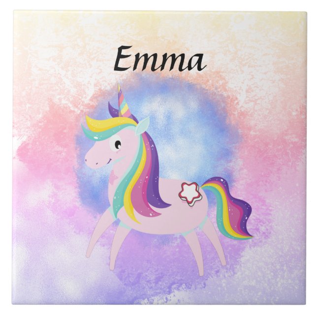 Cute little unicorn  kakelplatta (Framsidan)
