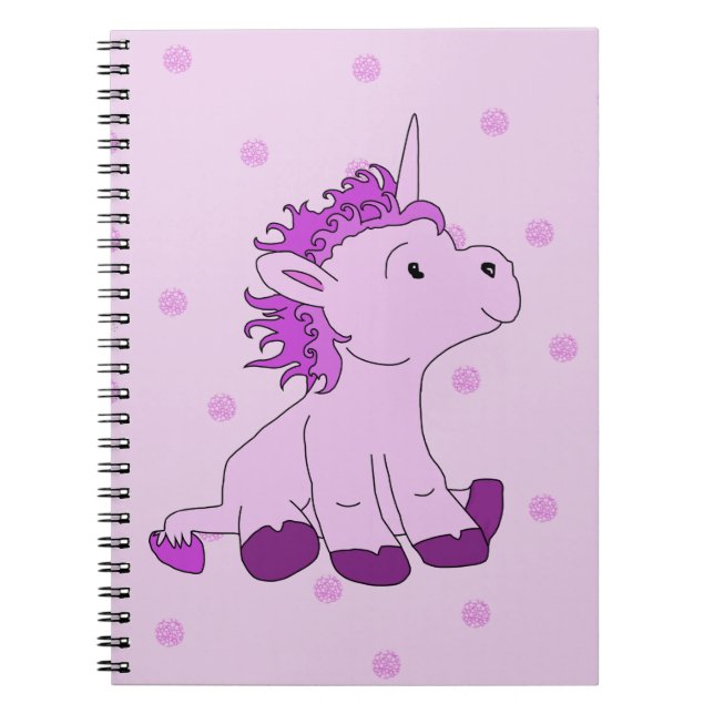 Cute Little Unicorn mot Rosa Anteckningsbok Med Spiral (Framsidan)