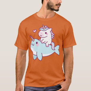 Cute Little Unicorn Riding Narwhal T Shirt