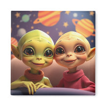 Cute Little Utomjordingars Ork och Erk magnet