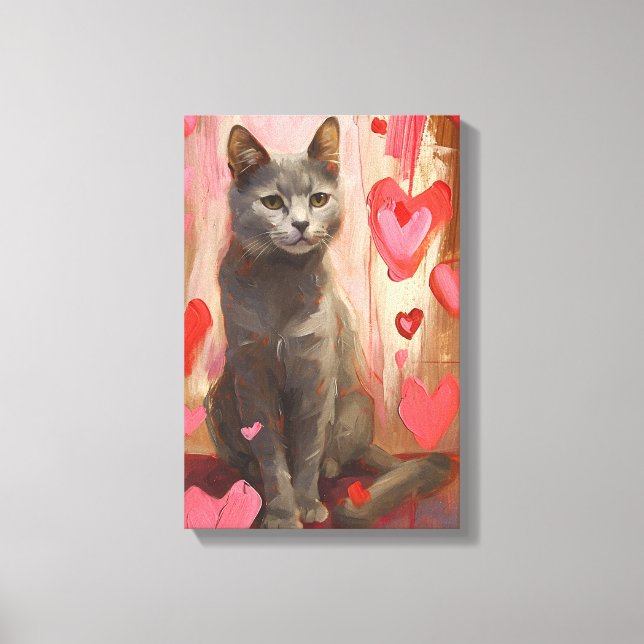Cute Little Valentines day Cat Canvastryck (Framsida)