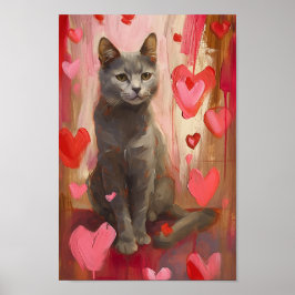 Cute Little Valentines day Cat Poster