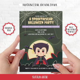 Cute Little Vampire Boy Halloween fest-inbjudan Inbjudningar
