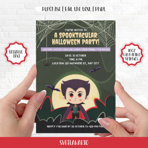 Cute Little Vampire Boy Halloween fest-inbjudan Inbjudningar