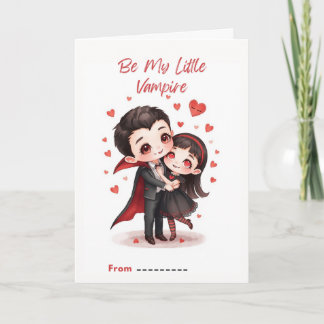 Cute Little Vampire Couple Valentine Card Kort