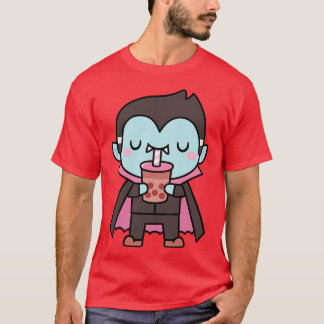 Cute Little Vampre Sucking Bubble Tea T Shirt