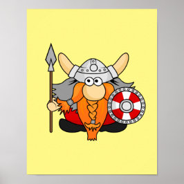 Cute Little Viking Hand plockade Tecknade figurer Poster