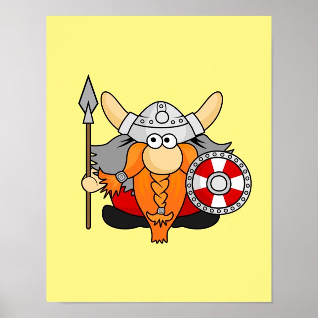 Cute Little Viking Hand plockade Tecknade figurer Poster (Framsidan)