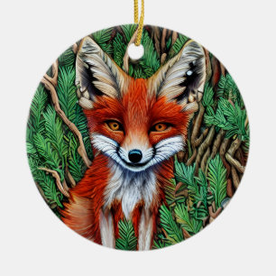 Cute Little vilderness Fox Julgransprydnad Keramik