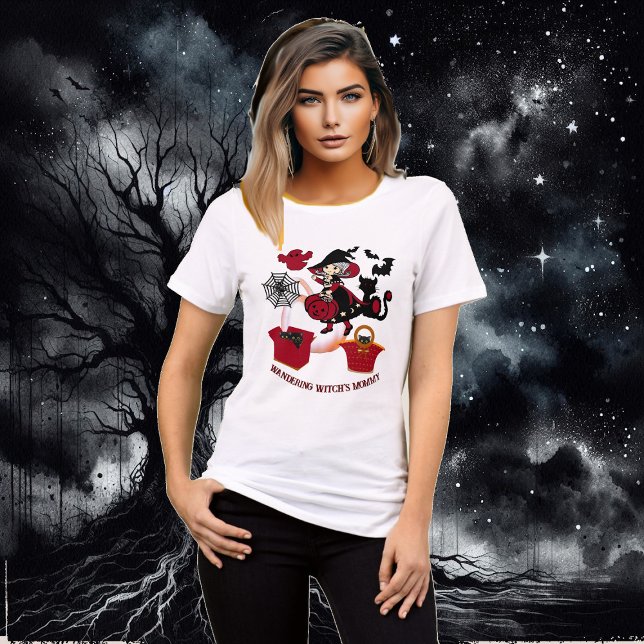 Cute Little Wandering Witch Mamma Halloween Funky T Shirt (Cute Little Wandering Witch Mommy Halloween Funky Tri-Blend Shirt)