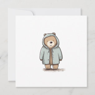 Cute Little Watercolor Bear Julkort