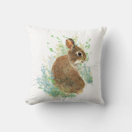 Cute Little Watercolor Bunny Rabbit Animal Art Kudde
