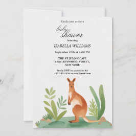 Cute Little Watercolor Kangaroo Baby Shower Inbjudningar