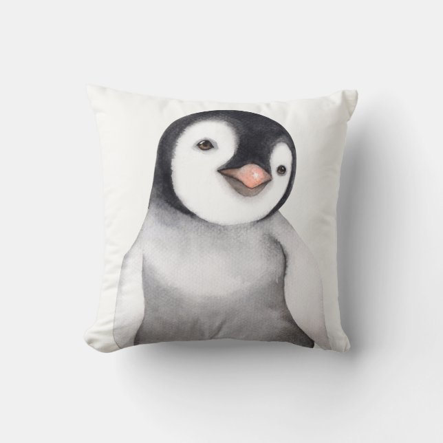 Cute Little Watercolor Penguin Anpassningsbar Kudde (Framsida)