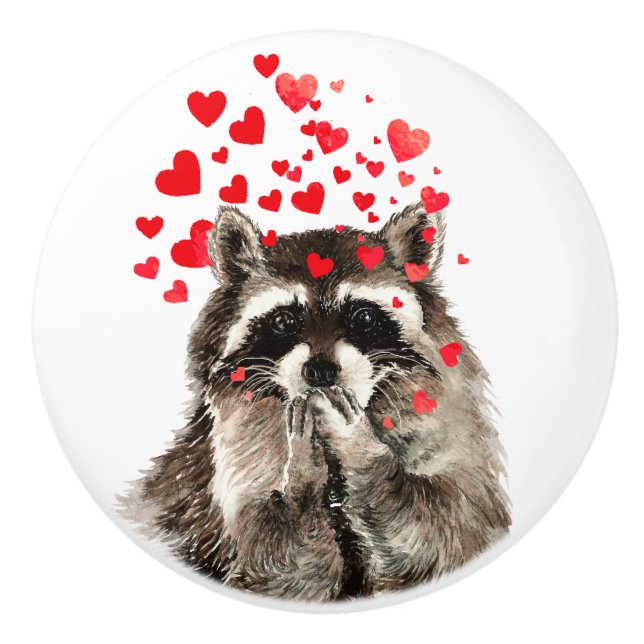 Cute Little Watercolor Raccoon Blowing Kisses Roli Knopp (Framsidan)