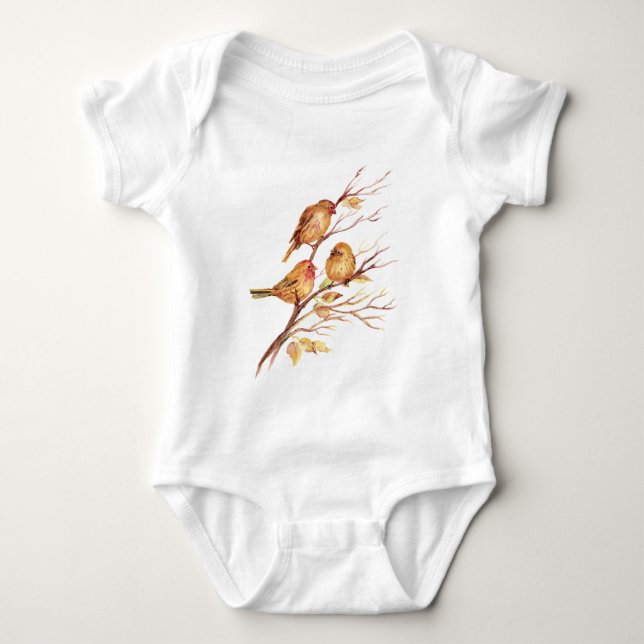 Cute Little Watercolor Sparrow Garden Birds Tee (Framsida)