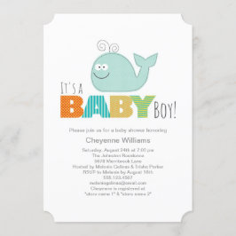 Cute Little Whale Baby Shower-inbjudan / Boy Inbjudningar