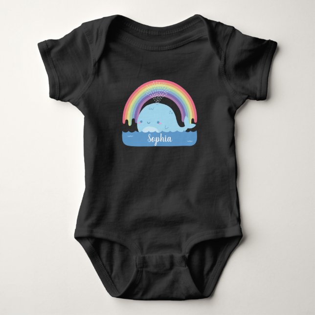 Cute Little Whale och Rainbow Personlig T Shirt (Framsida)