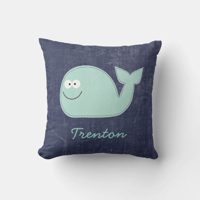 Cute Little Whale Personlig Pillow Kudde (Framsida)