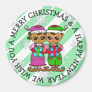 Cute Little Whimsique Elves jul Magnet