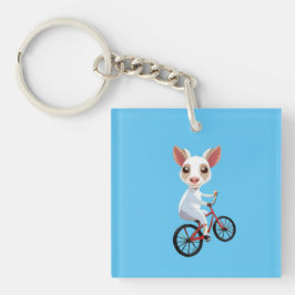 Cute Little white-get på en cykel