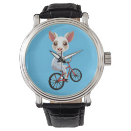 Cute Little white-get på en cykel Armbandsur
