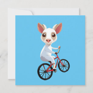 Cute Little white-get på en cykel Inbjudningar