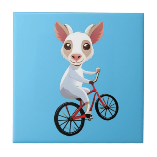 Cute Little white-get på en cykel Kakelplatta (Framsidan)