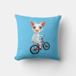 Cute Little white-get på en cykel Kudde